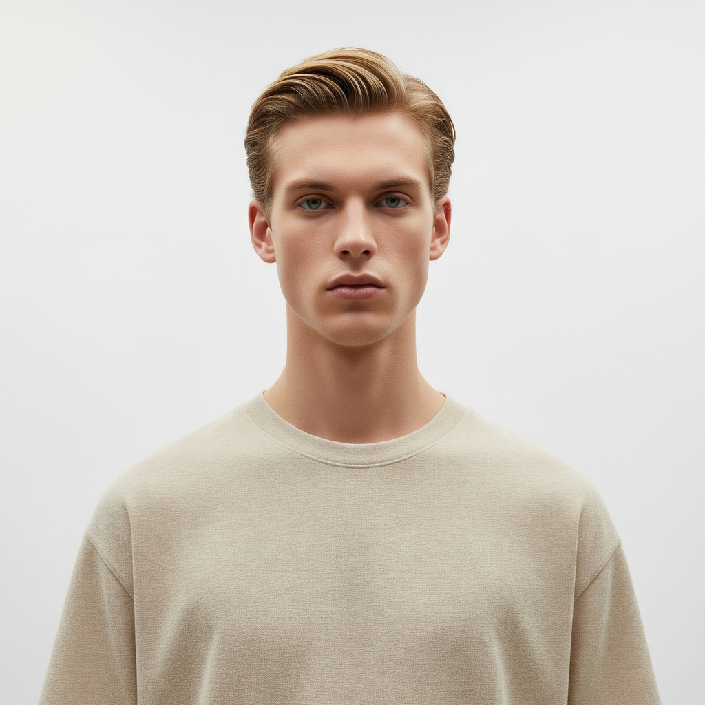 Man wearing a beige sweater against a plain background